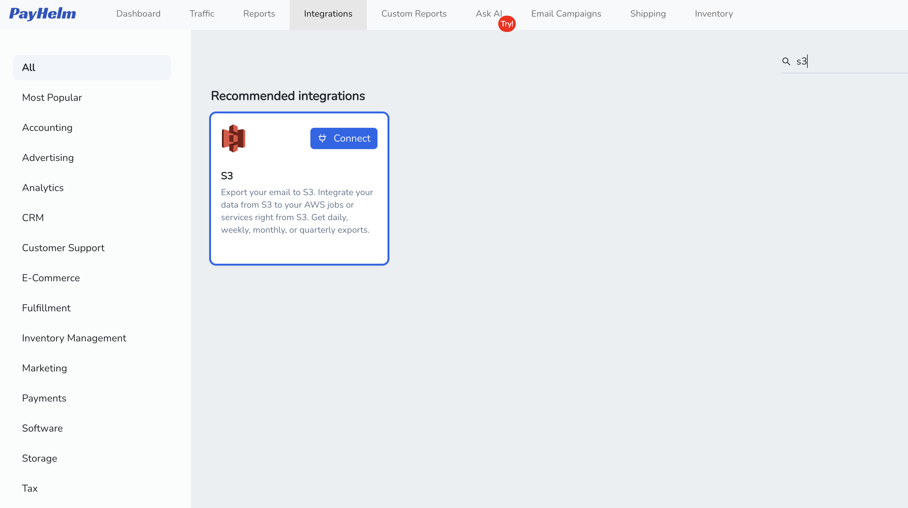 AWS S3 integration with PayHelm