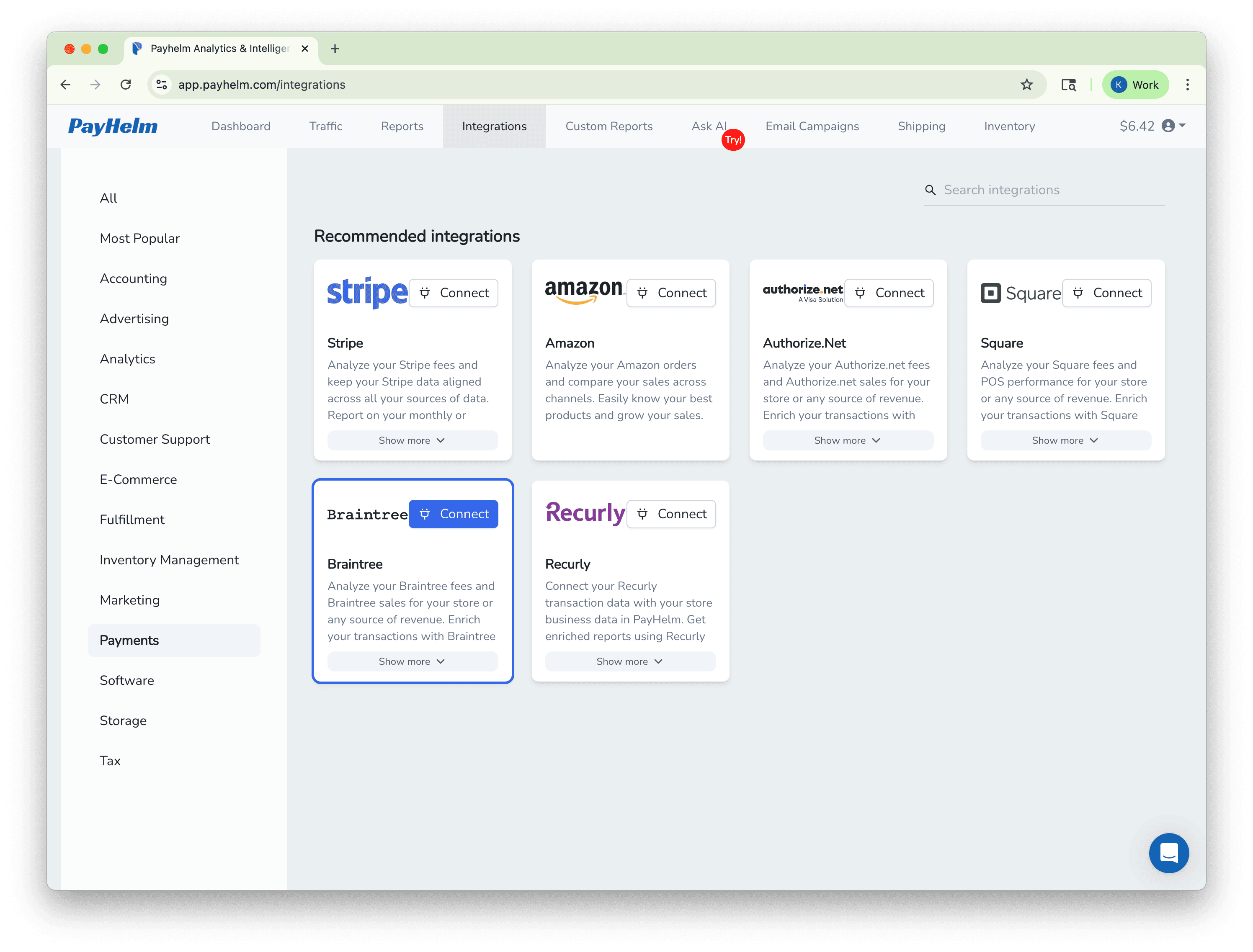 Braintree integration with PayHelm