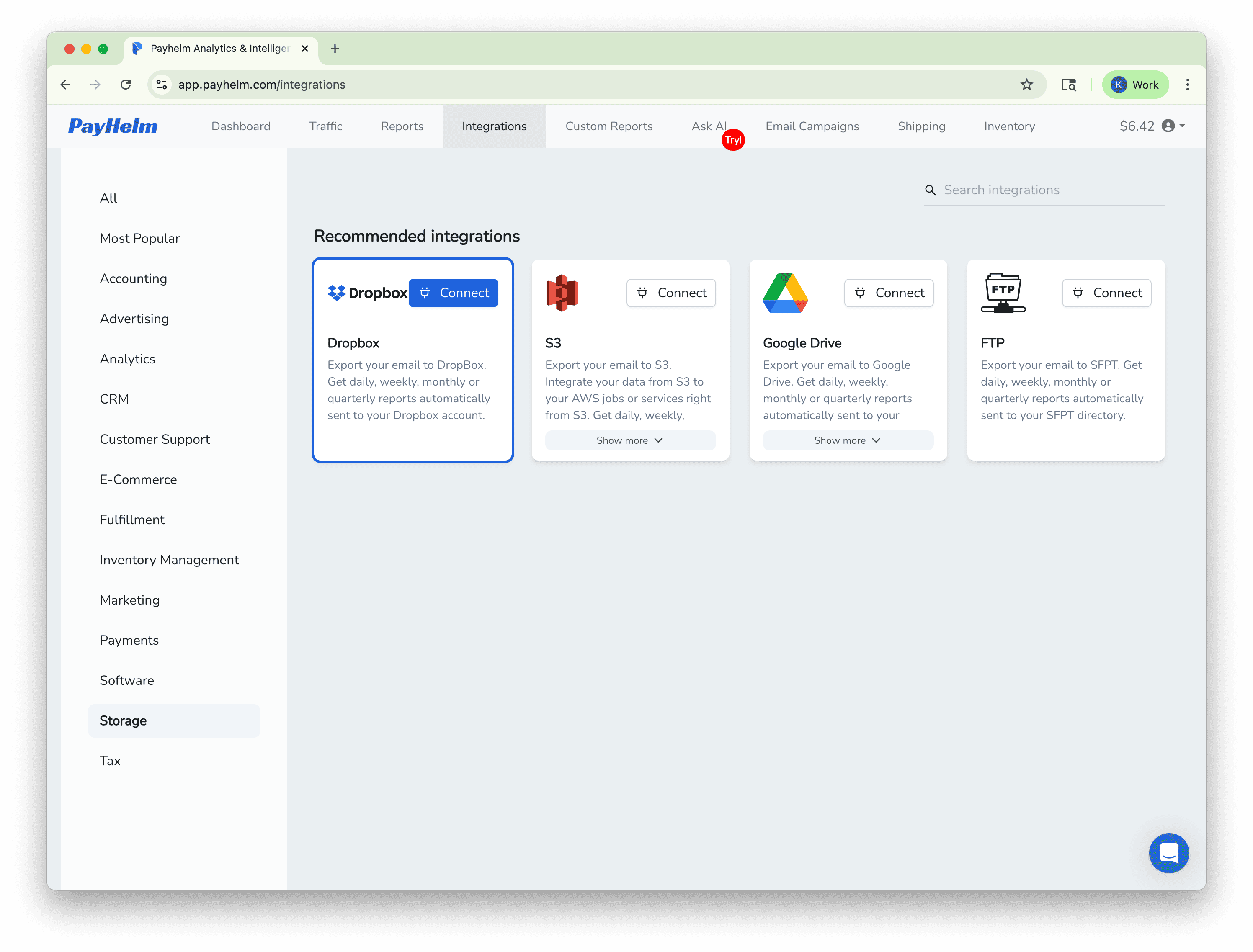 Dropbox integration with PayHelm