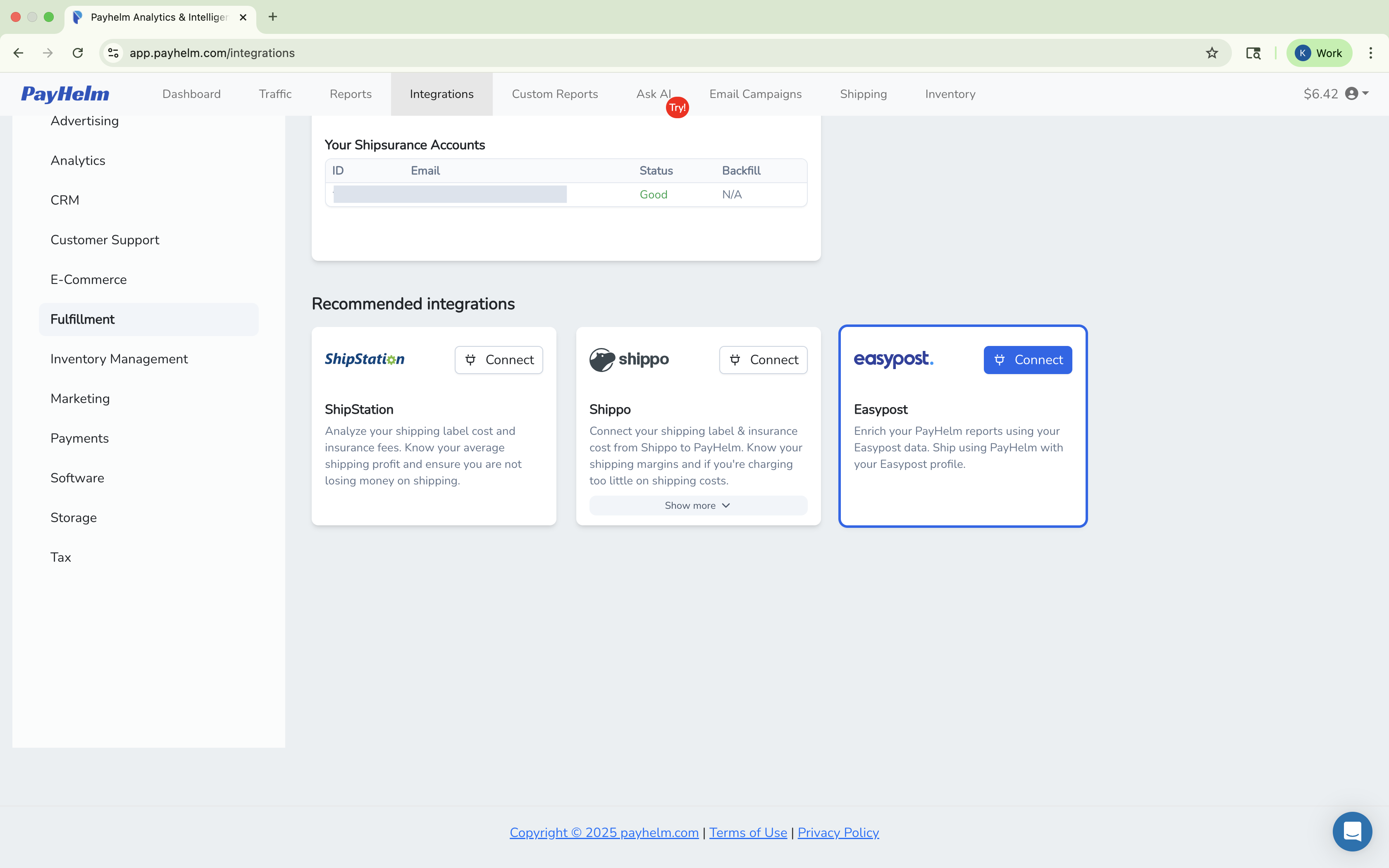 EasyPost integration with PayHelm
