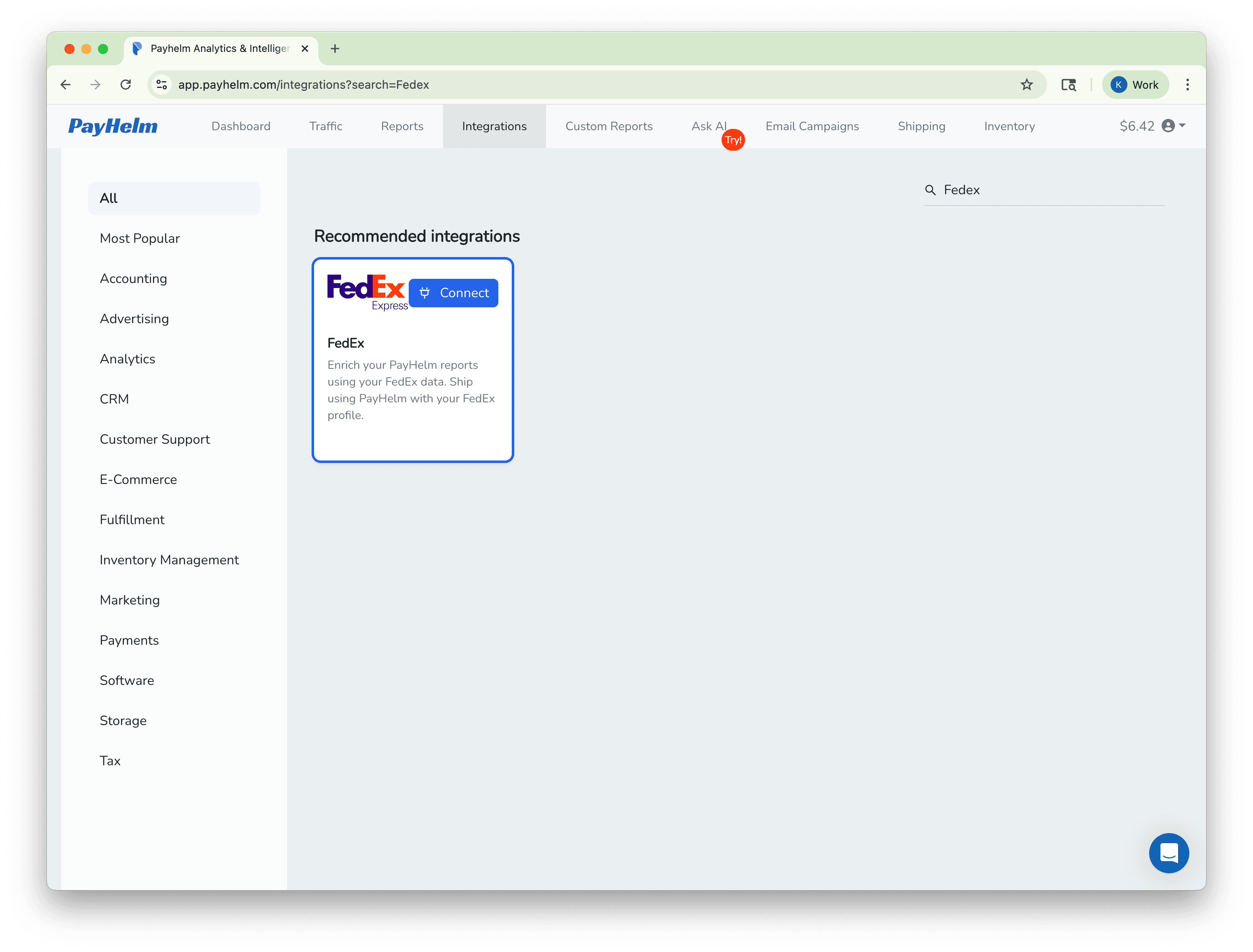 FedEx integration with PayHelm
