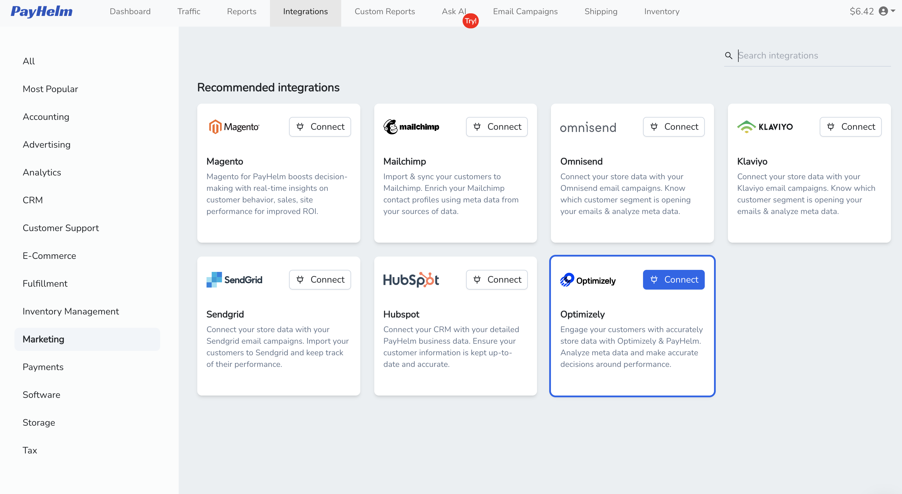 Optimizely integration with PayHelm