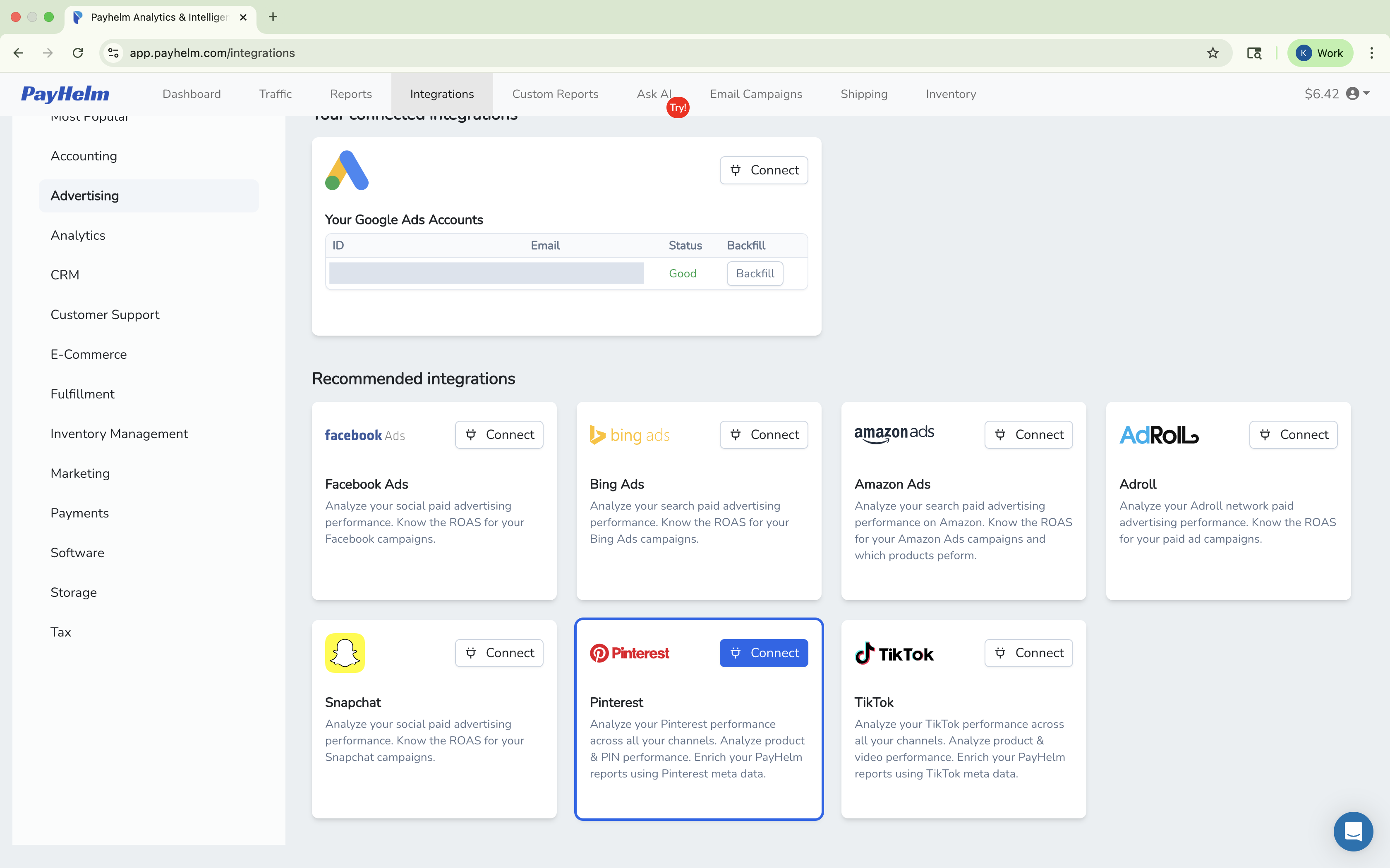 Pinterest Ads integration with PayHelm