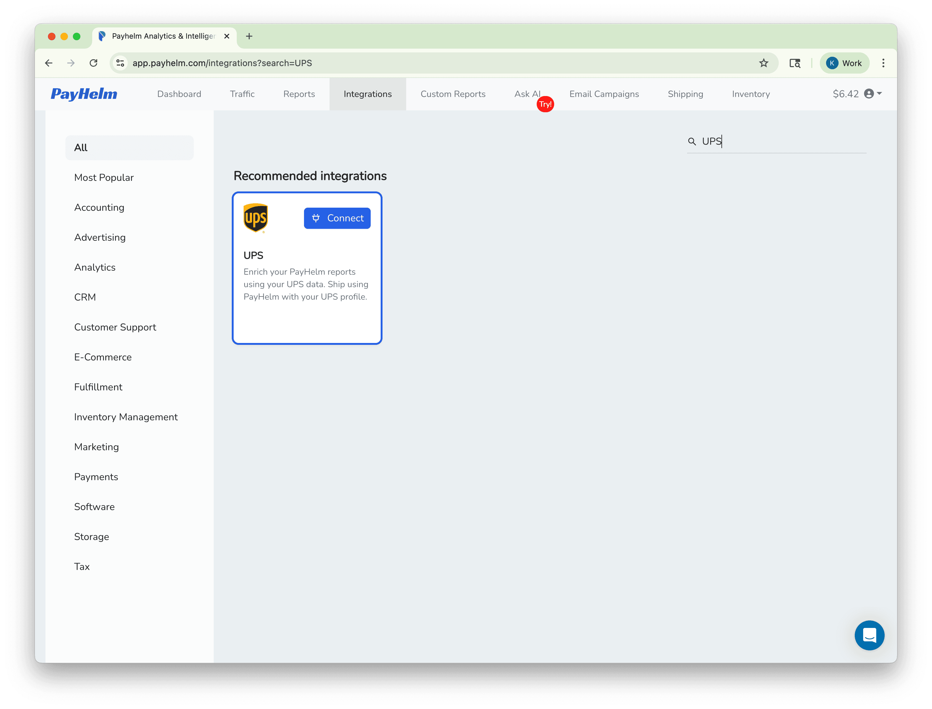 UPS integration with PayHelm