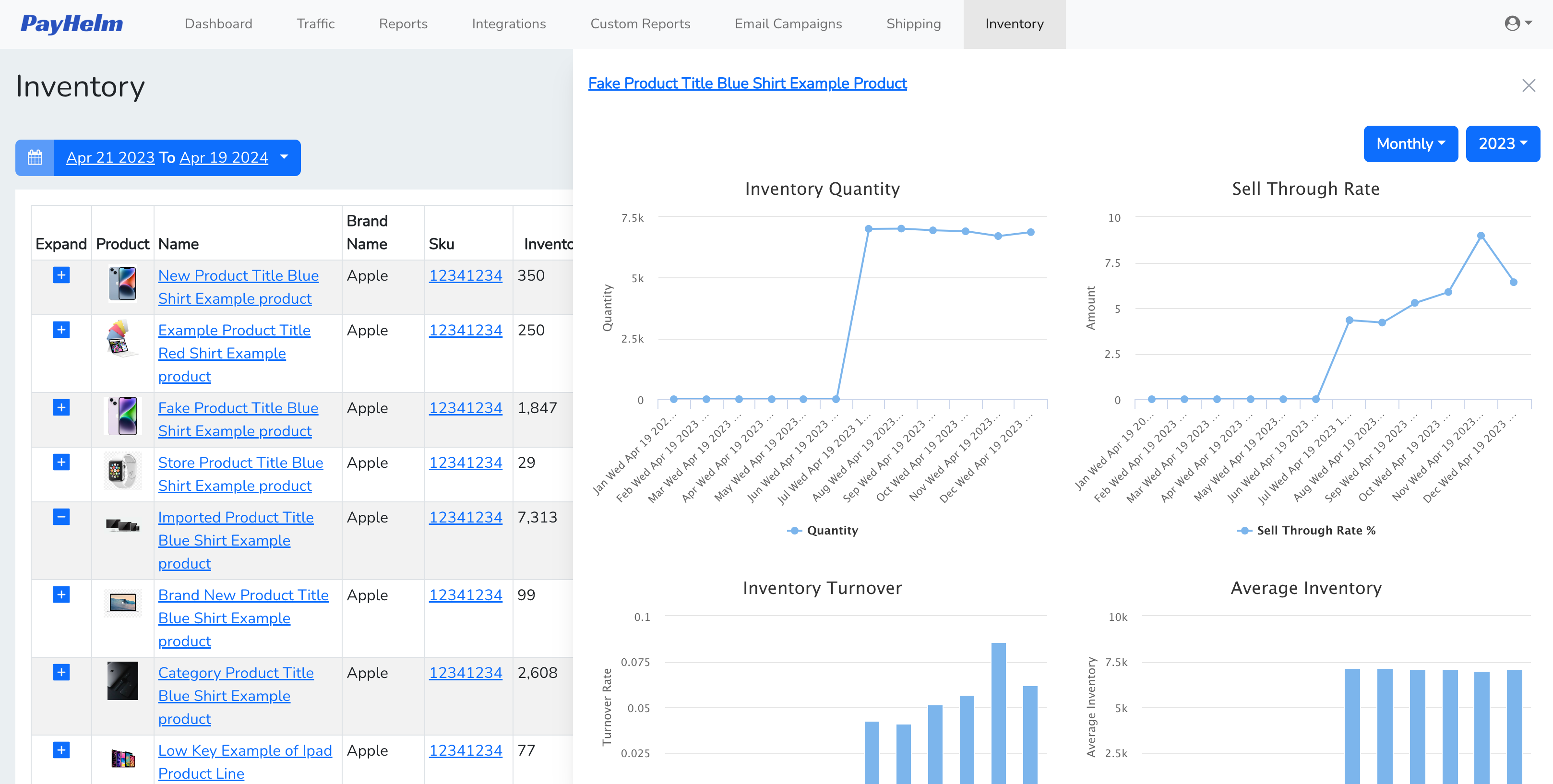 PayHelm Inventory Analytics with real-time stock tracking and turnover analysis